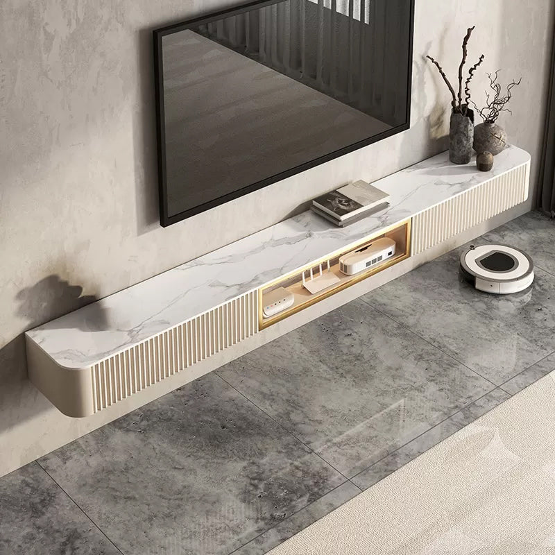 Contemporary Floating Media Console Stone Stand Console for Living Room