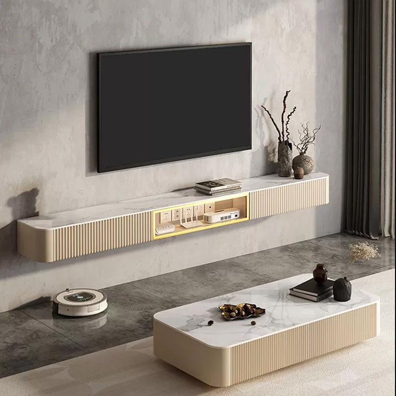 Contemporary Floating Media Console Stone Stand Console for Living Room