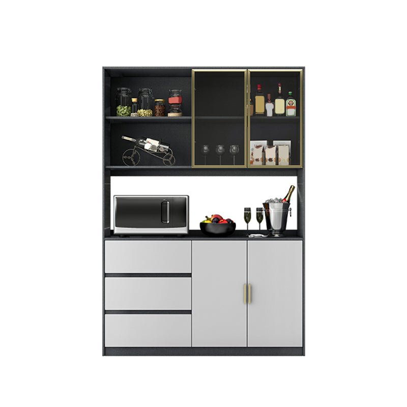 Contemporary Glass Doors Dining Hutch Wood Hutch Buffet with Doors