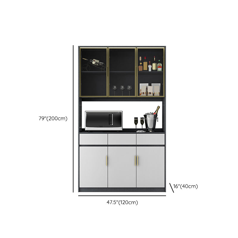 Contemporary Glass Doors Dining Hutch Wood Hutch Buffet with Doors