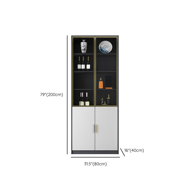 Contemporary Glass Doors Dining Hutch Wood Hutch Buffet with Doors