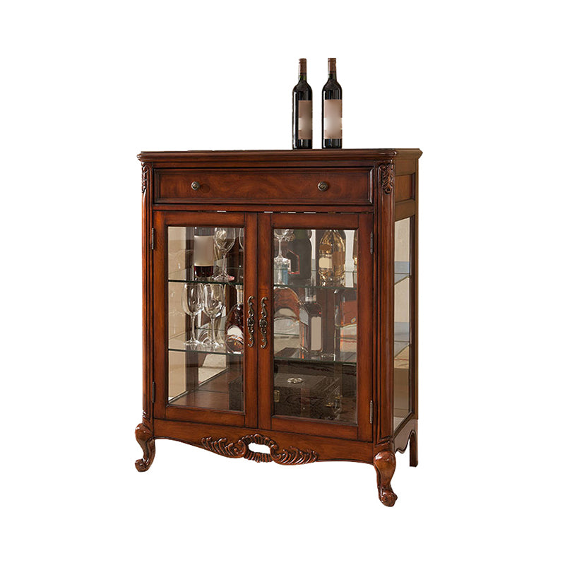 Traditional Birch Curio Cabinet Glass Doors Hutch Buffet with Doors