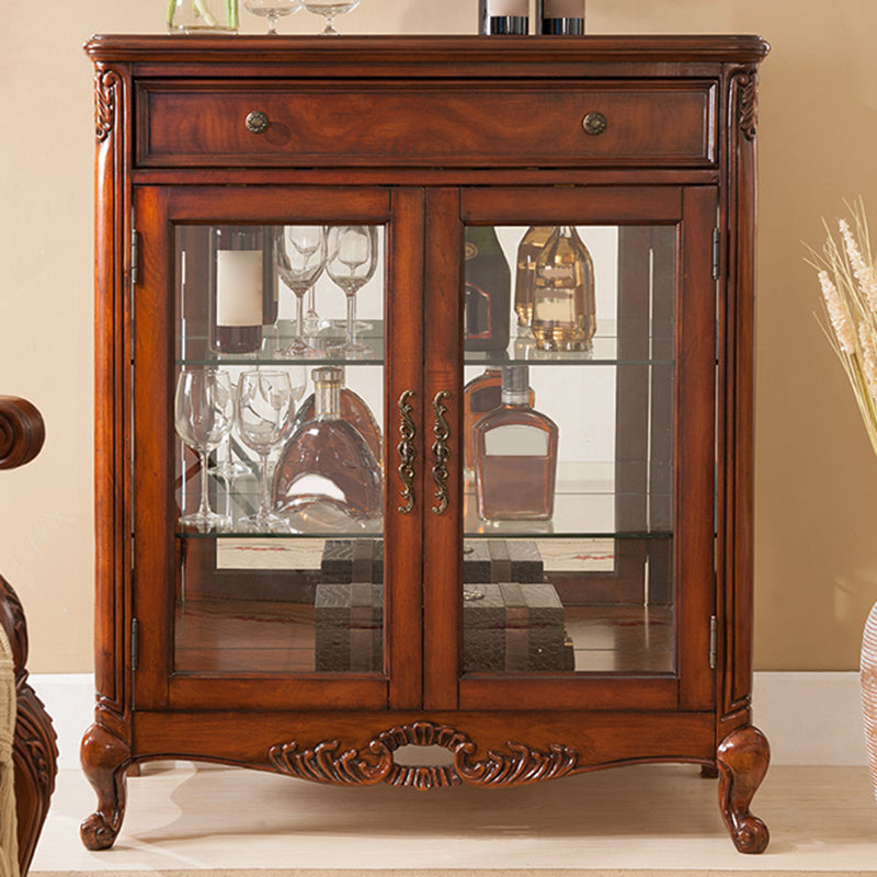 Traditional Birch Curio Cabinet Glass Doors Hutch Buffet with Doors