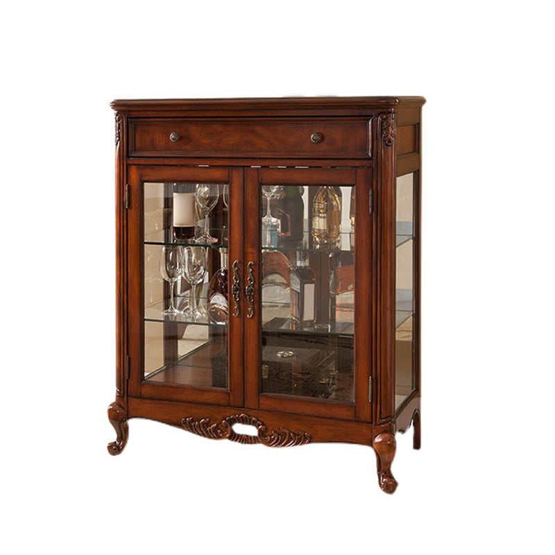 Traditional Birch Curio Cabinet Glass Doors Hutch Buffet with Doors