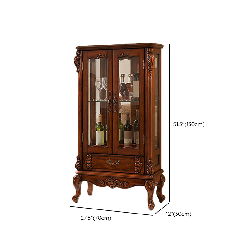 Traditional Birch Curio Cabinet Glass Doors Hutch Buffet with Doors