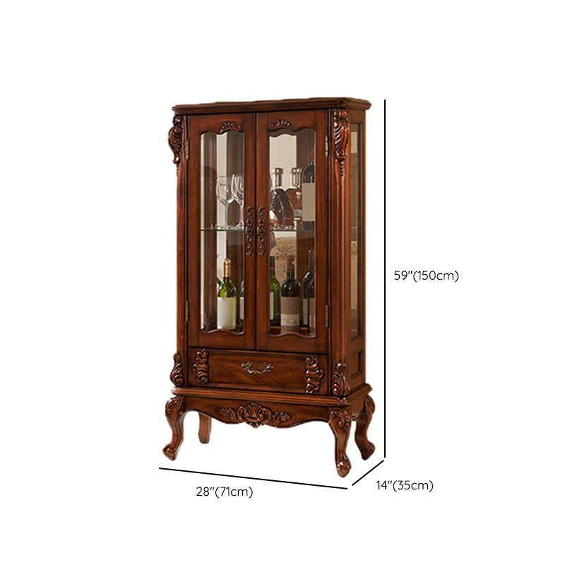 Traditional Birch Curio Cabinet Glass Doors Hutch Buffet with Doors