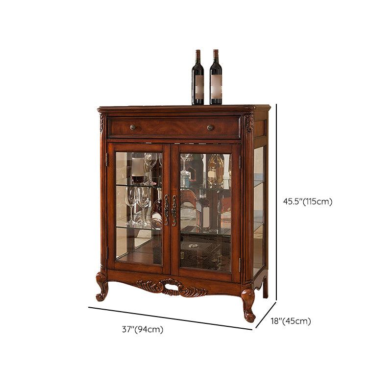 Traditional Birch Curio Cabinet Glass Doors Hutch Buffet with Doors