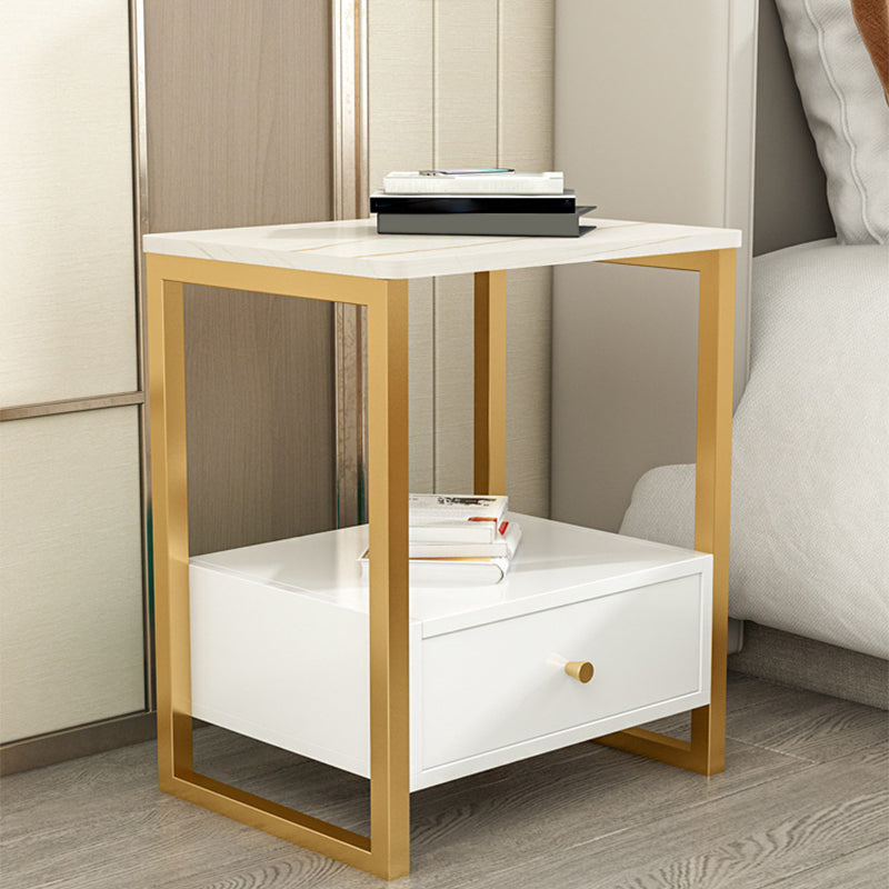 Stone Bed Nightstand Glam Accent Table Nightstand for Bedroom