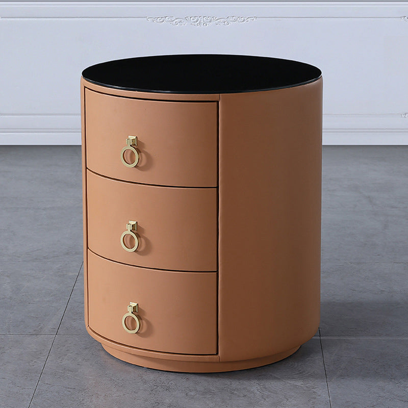 Contemporary Accent Table Nightstand Glass Nightstand with 3 Drawers