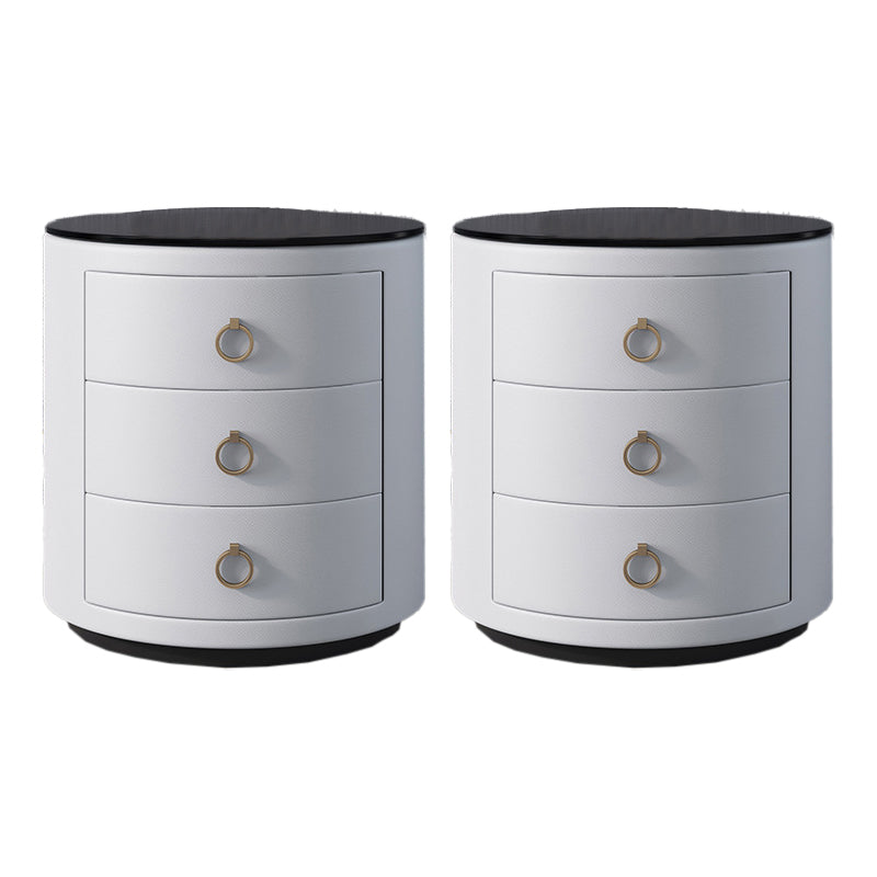 Contemporary Accent Table Nightstand Glass Nightstand with 3 Drawers