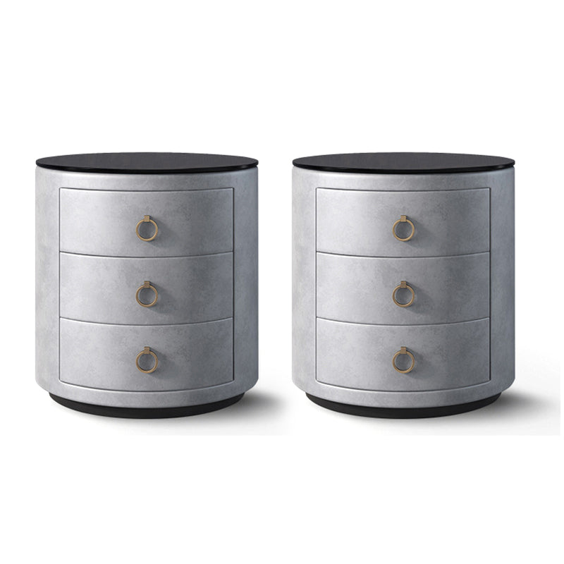 Contemporary Accent Table Nightstand Glass Nightstand with 3 Drawers