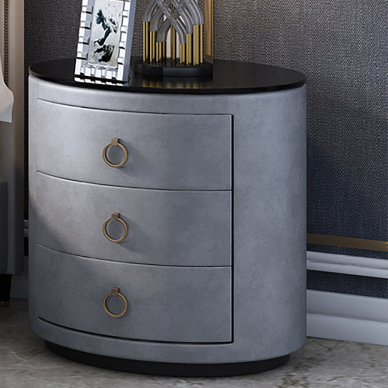 Contemporary Accent Table Nightstand Glass Nightstand with 3 Drawers