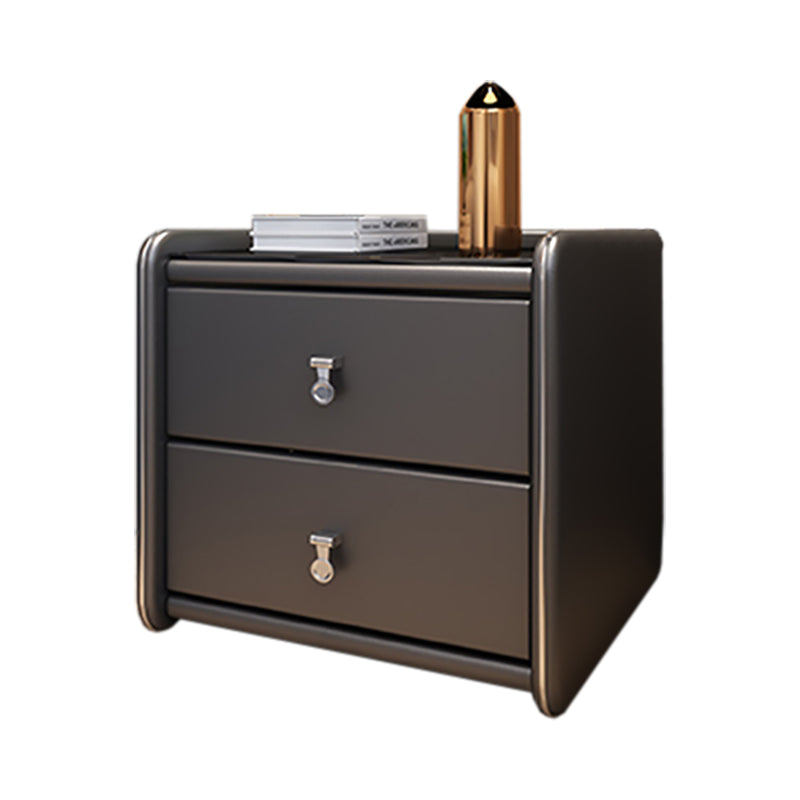 Contemporary Accent Table Nightstand Glass Nightstand with Drawers