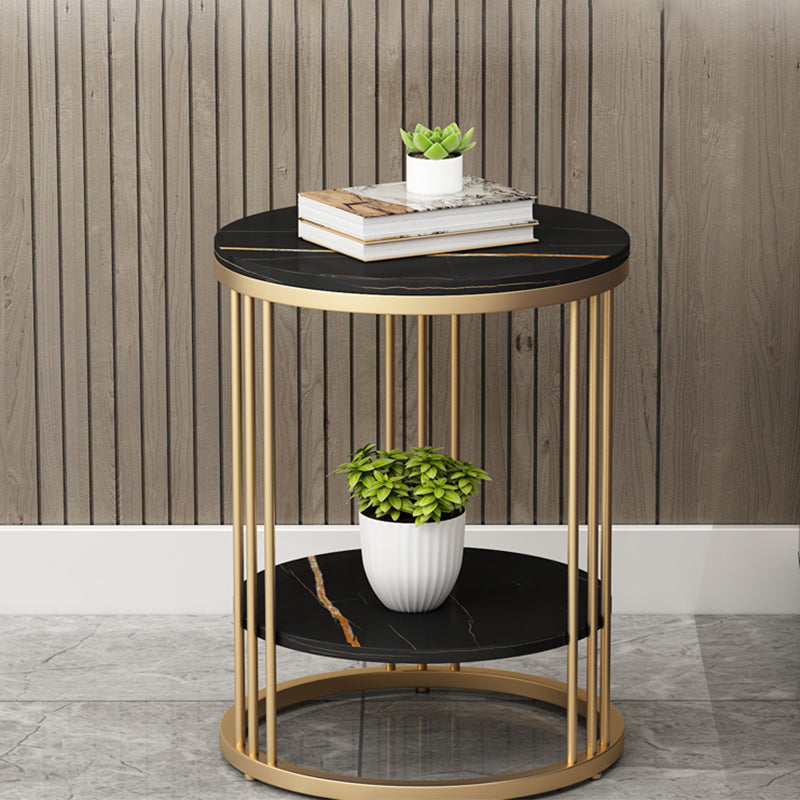 Stone Accent Table Nightstand Open Storage Nightstand for Bedroom