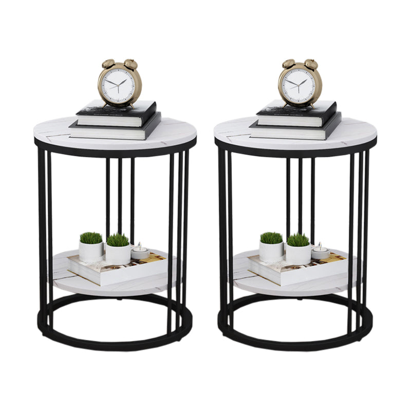 Stone Accent Table Nightstand Open Storage Nightstand for Bedroom