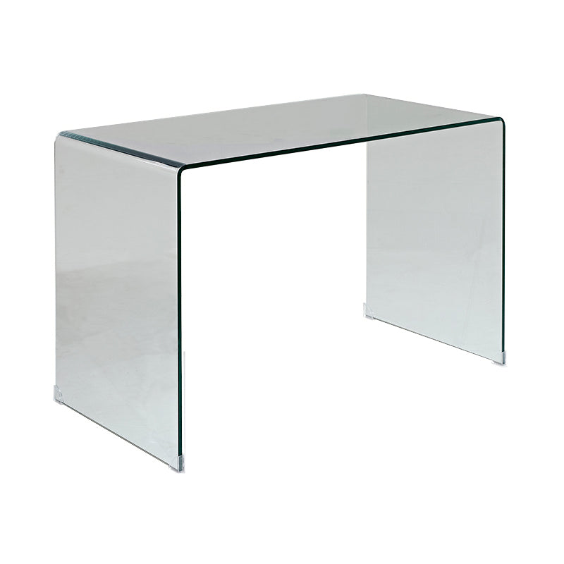 Modern Glass Top Writing Desk Sled Base 29.53" Tall Office Desk