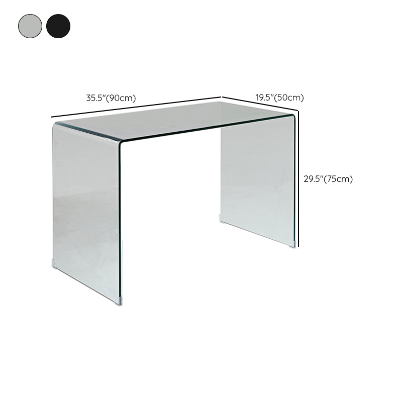 Modern Glass Top Writing Desk Sled Base 29.53" Tall Office Desk