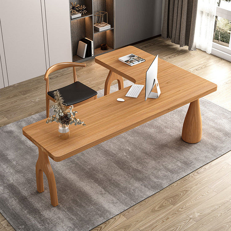 Natural Writing Desk Contemporary L-Shape Pine Executive Desk