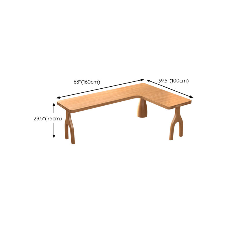 Natural Writing Desk Contemporary L-Shape Pine Executive Desk