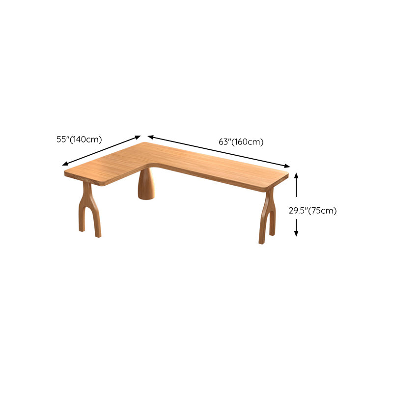 Natural Writing Desk Contemporary L-Shape Pine Executive Desk