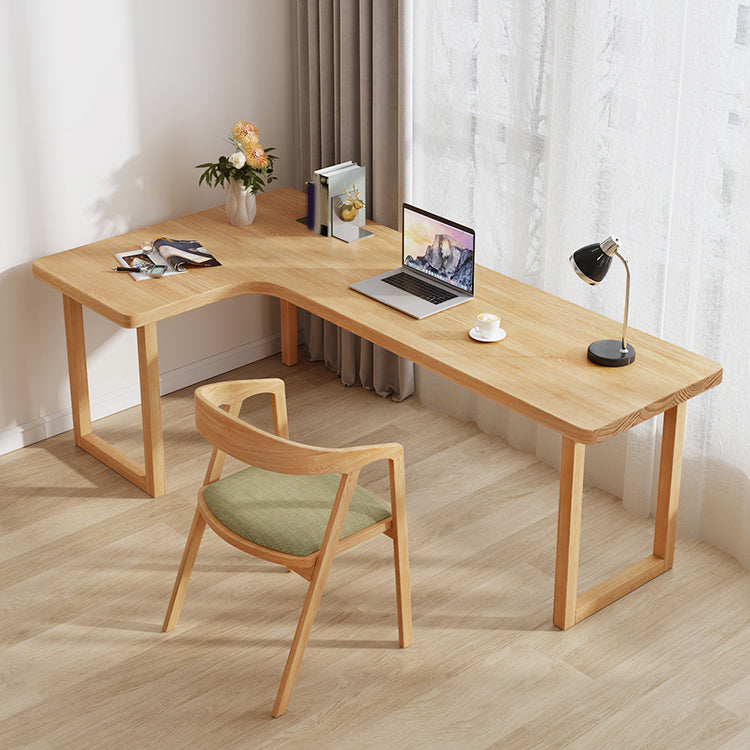 Modern Solid Wood Writing Desk Sled Base Natural Office Desk