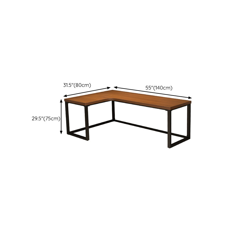 29.25 Inch Height Contemporary Office Desk L-Shape Solid Wood Writing Desk