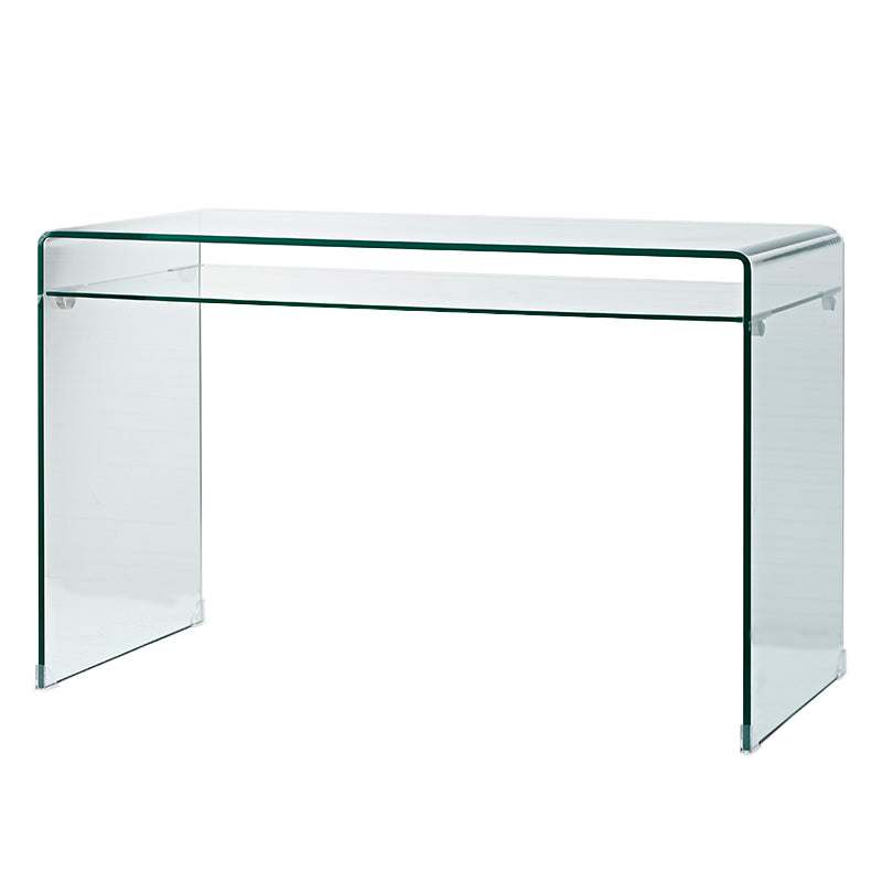 Glass Top Rectangular Office Desk Modern 29.53" Tall Writing Desk