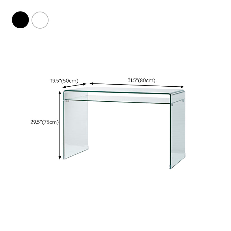 Glass Top Rectangular Office Desk Modern 29.53" Tall Writing Desk