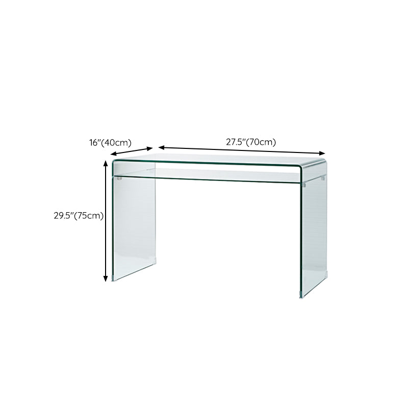 Glass Top Rectangular Office Desk Modern 29.53" Tall Writing Desk