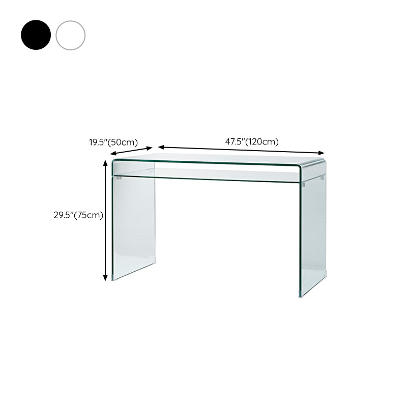 Glass Top Rectangular Office Desk Modern 29.53" Tall Writing Desk