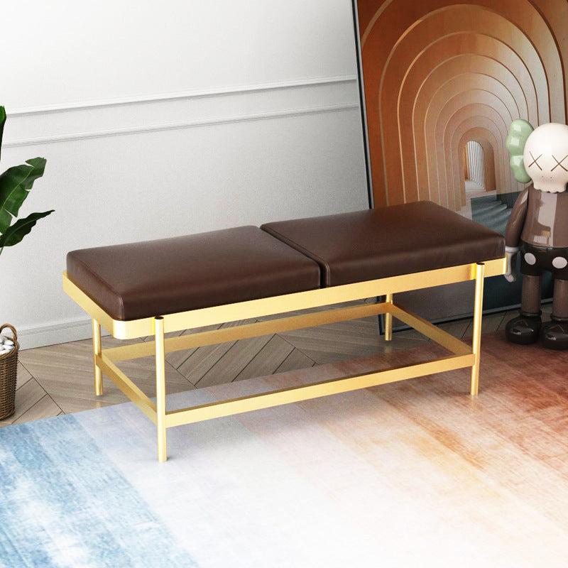 Mid-Century Modern Rectangle Bench Bedroom Seating Bench with Metal Legs