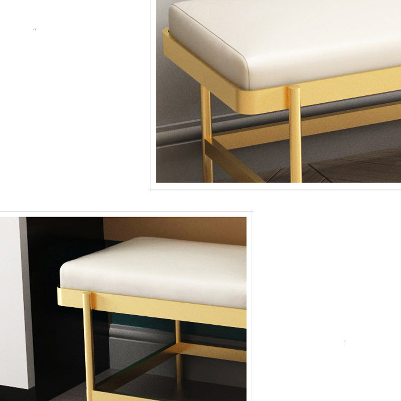 Mid-Century Modern Rectangle Bench Bedroom Seating Bench with Metal Legs