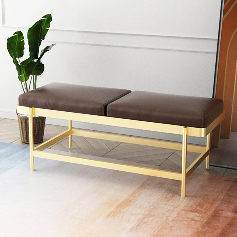 Mid-Century Modern Rectangle Bench Bedroom Seating Bench with Metal Legs