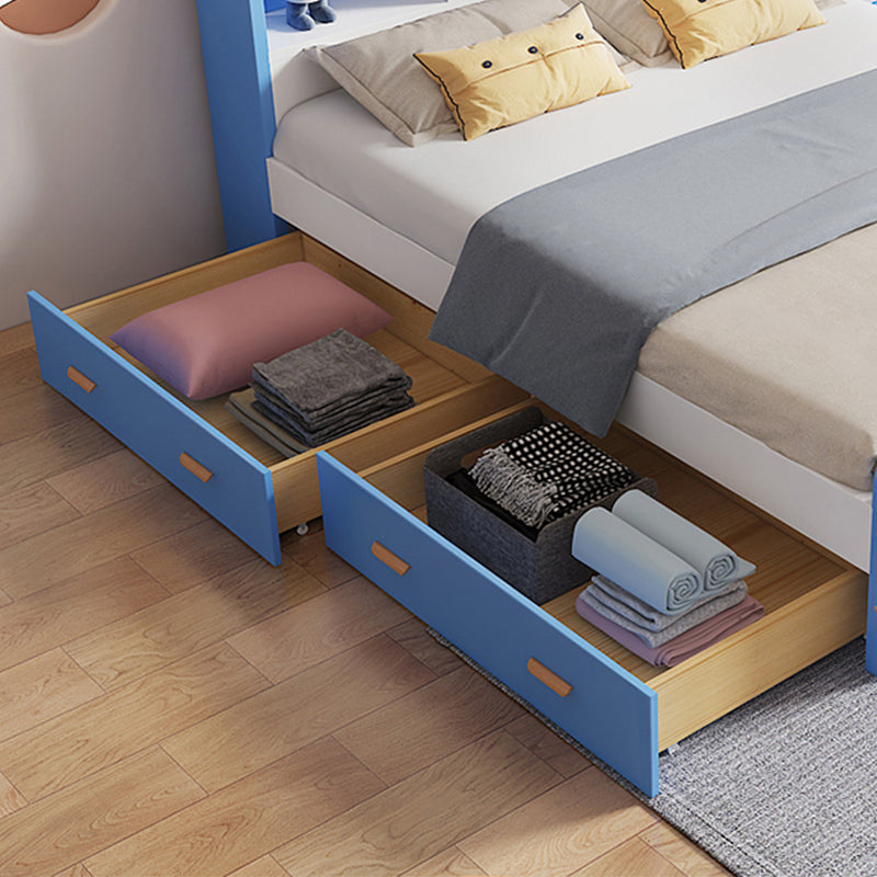 Modern Solid Wood Bed Bookcase Included Bed with Headboard for Bedroom