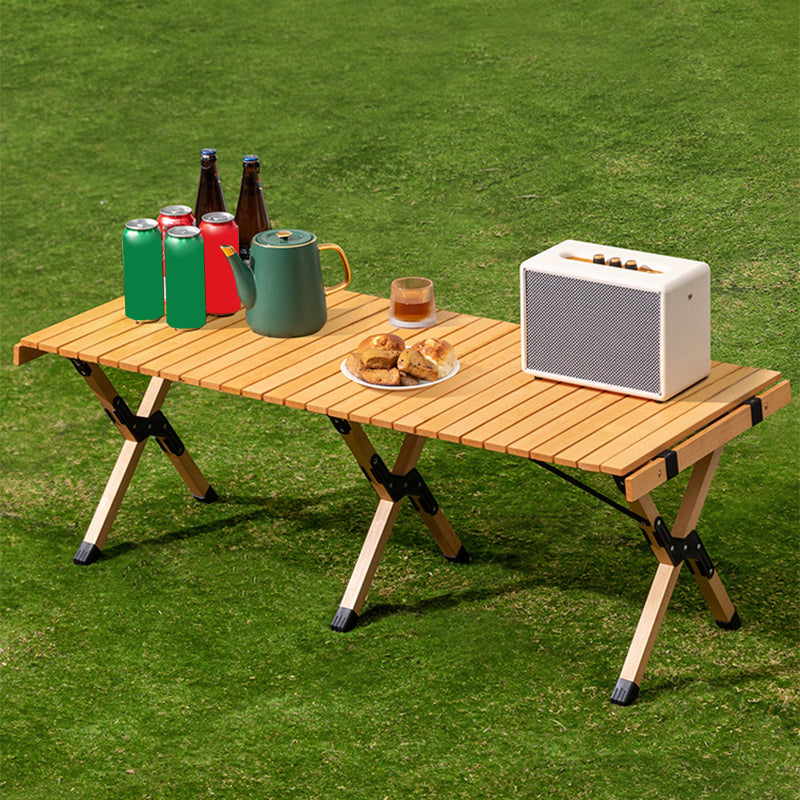 Contemporary Camping Table Rectangle Solid Wood Folding Table