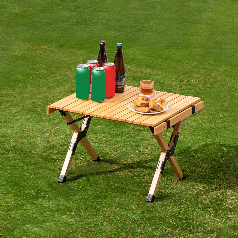 Contemporary Camping Table Rectangle Solid Wood Folding Table