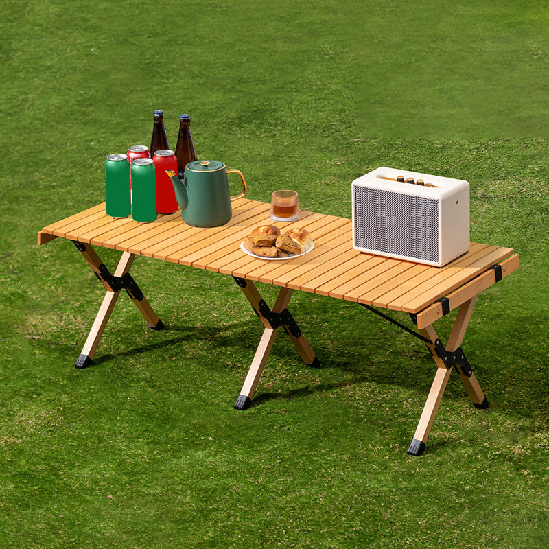 Contemporary Camping Table Rectangle Solid Wood Folding Table