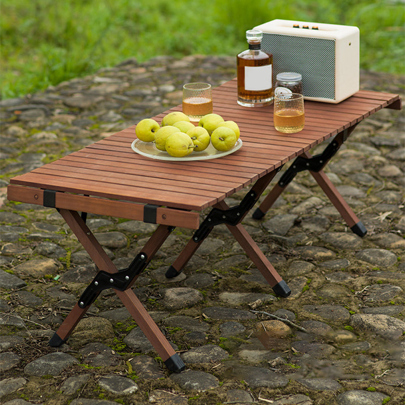 Contemporary Camping Table Rectangle Solid Wood Folding Table