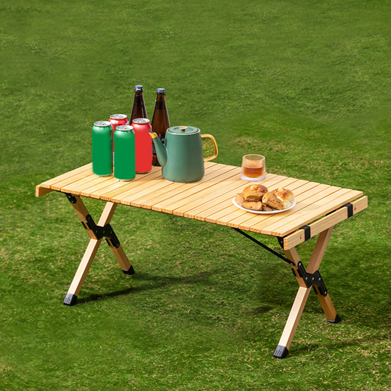 Contemporary Camping Table Rectangle Solid Wood Folding Table