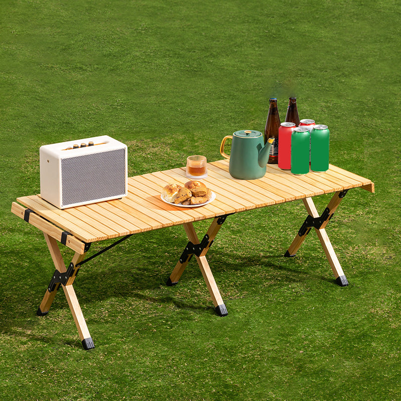 Contemporary Camping Table Rectangle Solid Wood Folding Table