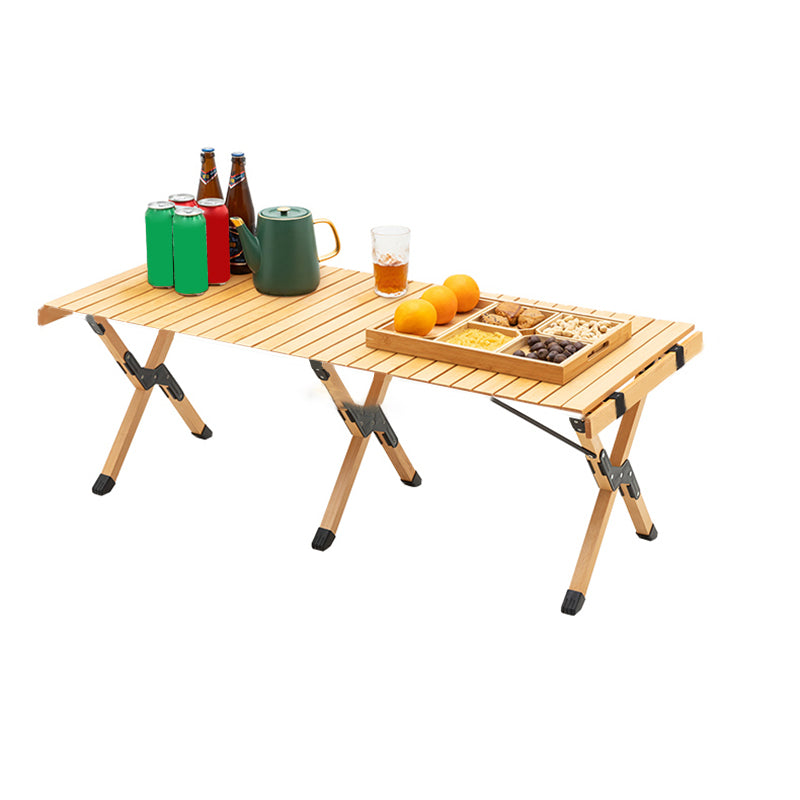 Contemporary Camping Table Rectangle Solid Wood Folding Table