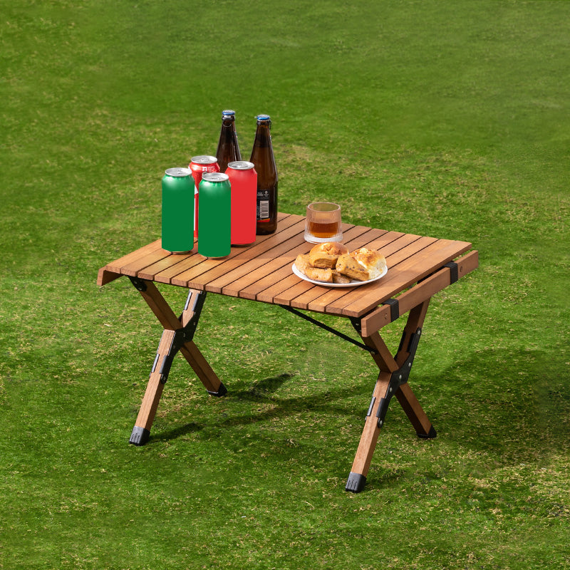 Contemporary Camping Table Rectangle Solid Wood Folding Table