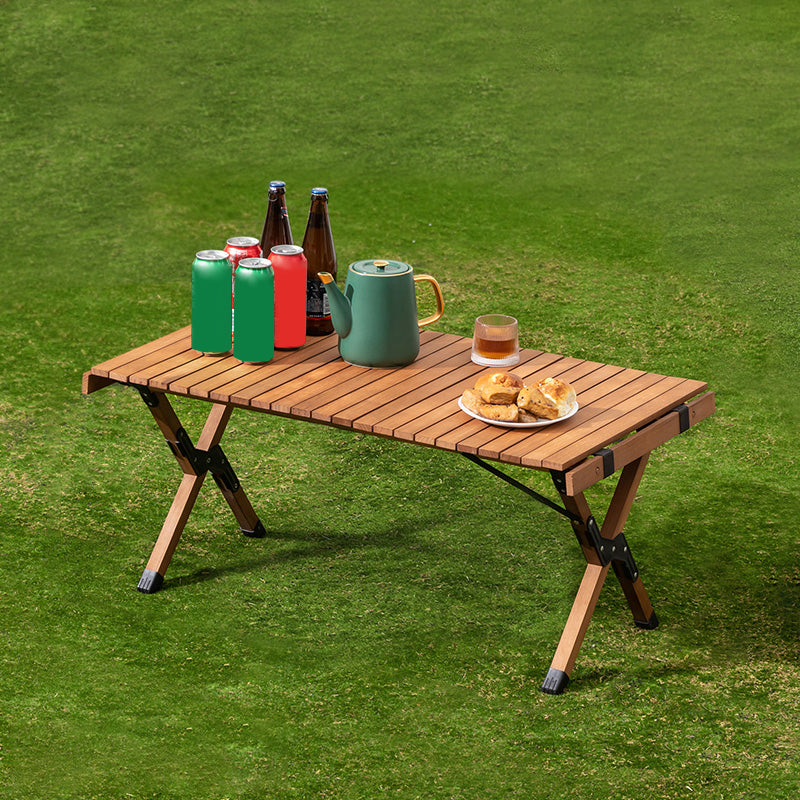 Contemporary Camping Table Rectangle Solid Wood Folding Table