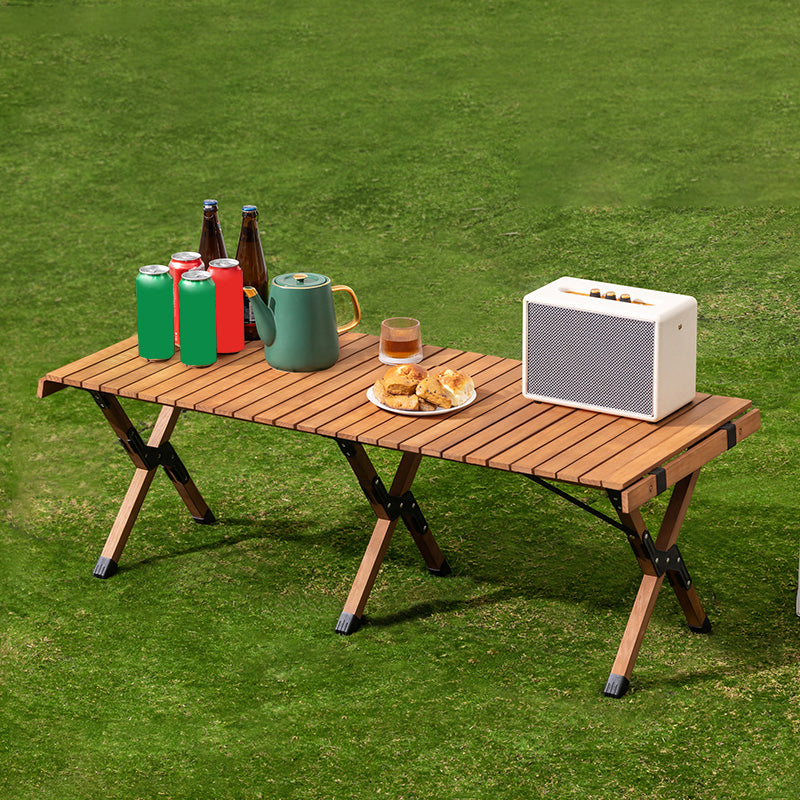 Contemporary Camping Table Rectangle Solid Wood Folding Table