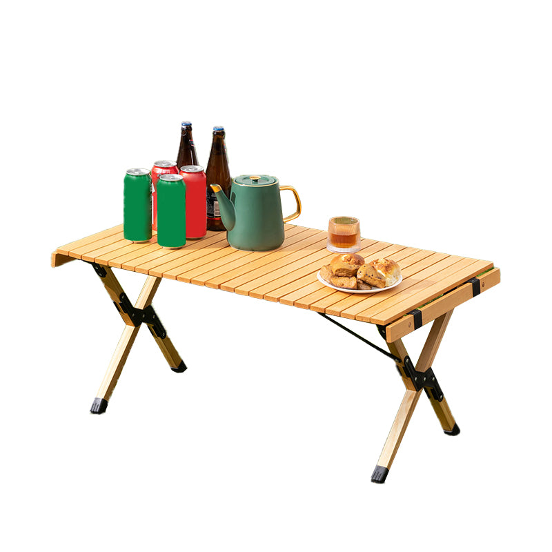 Contemporary Camping Table Rectangle Solid Wood Folding Table