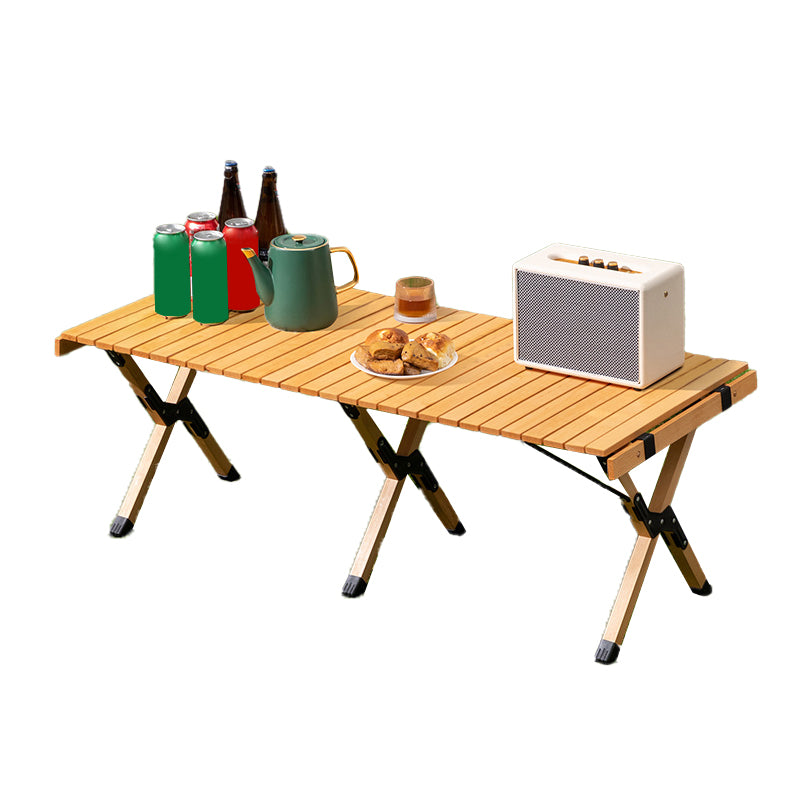 Contemporary Camping Table Rectangle Solid Wood Folding Table