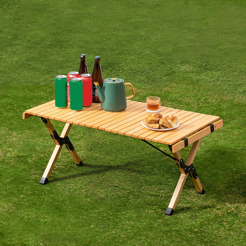 Contemporary Camping Table Rectangle Solid Wood Folding Table