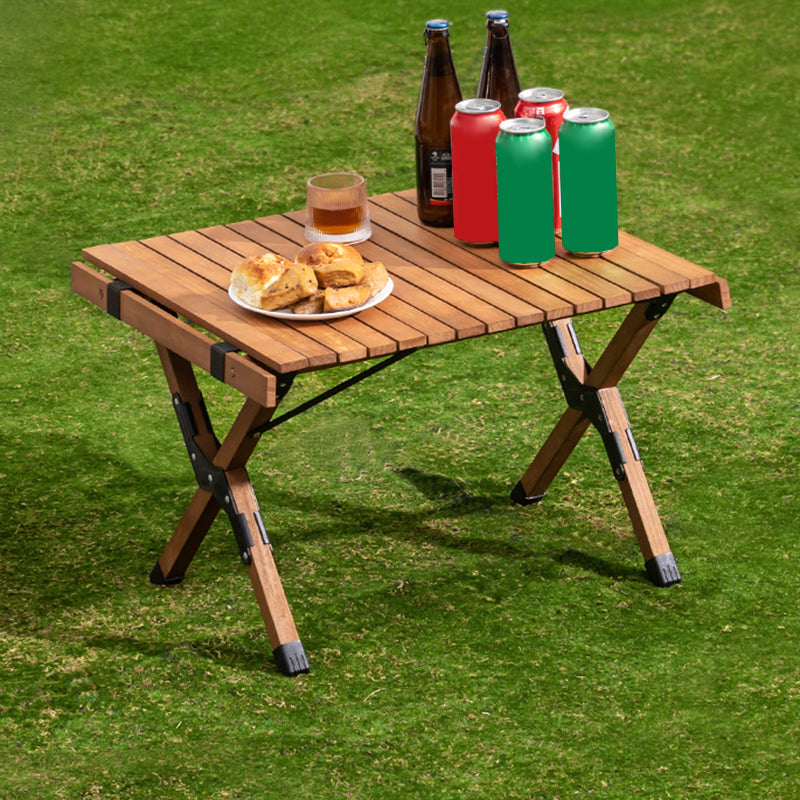 Contemporary Camping Table Rectangle Solid Wood Folding Table