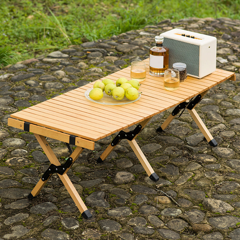 Contemporary Camping Table Rectangle Solid Wood Folding Table