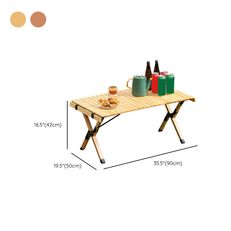 Contemporary Camping Table Rectangle Solid Wood Folding Table